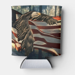 American Flag Bald Eagle Can Cooler
