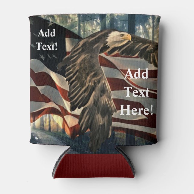 American Flag Bald Eagle Can Cooler (Front)