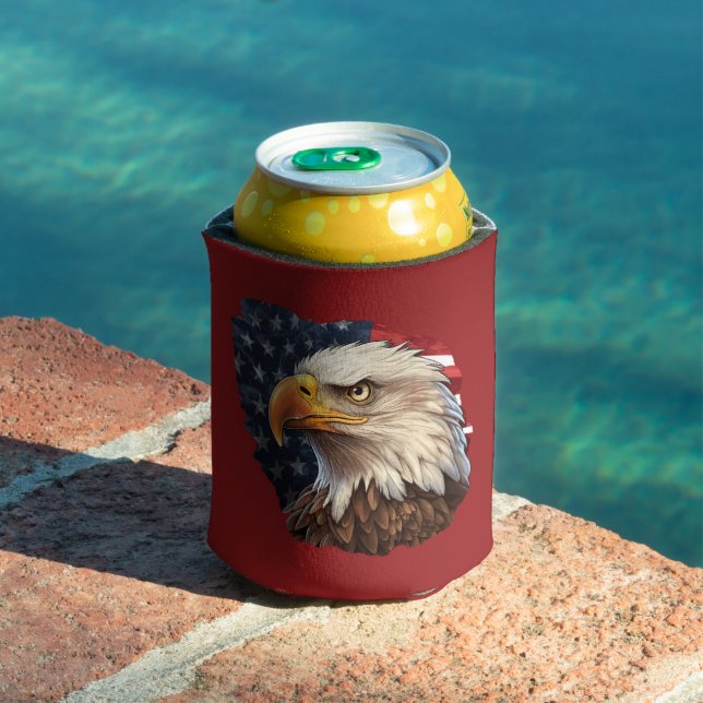 American Flag Bald Eagle Can Cooler (In Situ Pool)