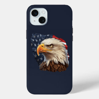 American Flag Bald Eagle iPhone 15 Mini Case