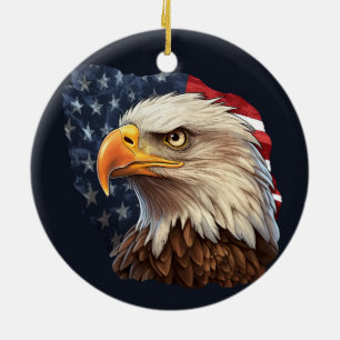 American Flag Bald Eagle Ceramic Tree Decoration