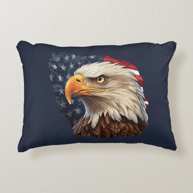 American Flag Bald Eagle Decorative Cushion (Front)