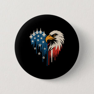 American Flag Bald Eagle Fighter Jets Patriotic 4t 6 Cm Round Badge