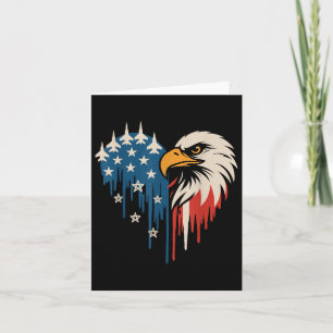 American Flag Bald Eagle Fighter Jets Patriotic 4t Card