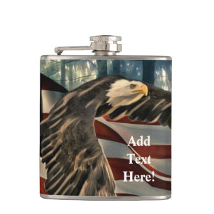 American Flag Bald Eagle Hip Flask
