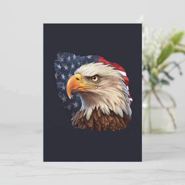 American Flag Bald Eagle Holiday Card (Standing Front)