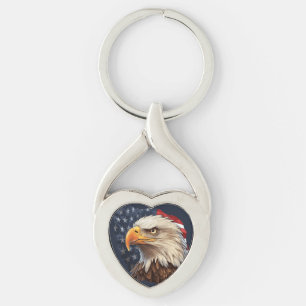 American Flag Bald Eagle Key Ring