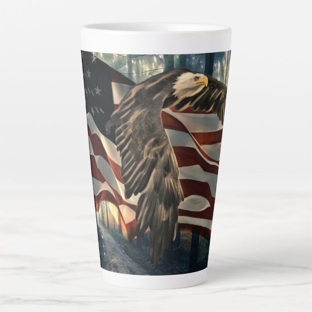 American Flag Bald Eagle Latte Mug (Front)