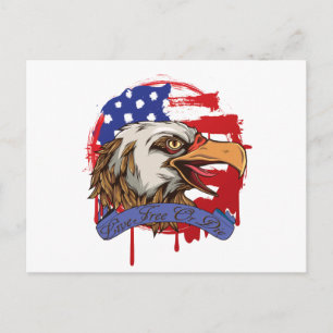 American Flag Bald Eagle Live Free Or Die Postcard
