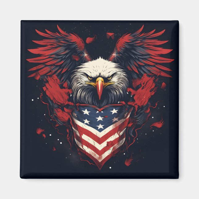 American flag bald eagle  magnet (Front)
