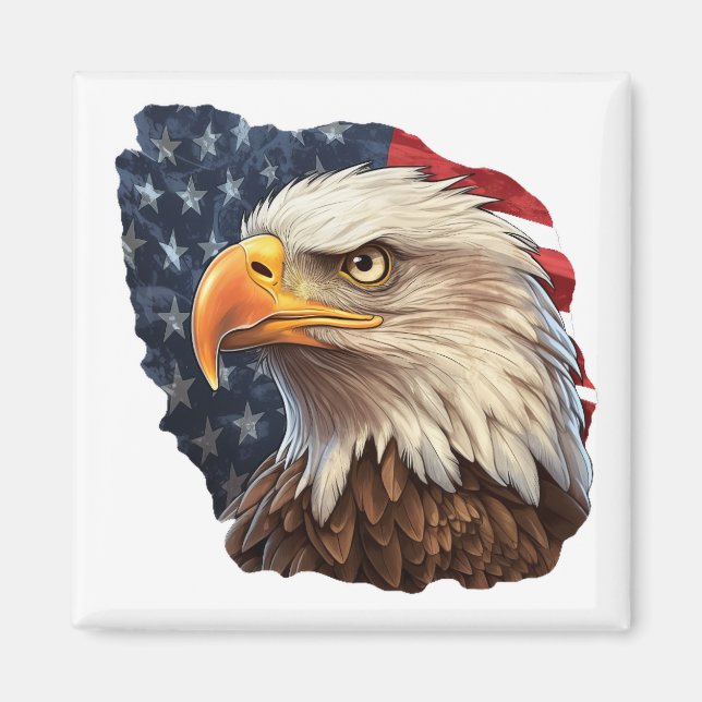 American Flag Bald Eagle Magnet (Front)