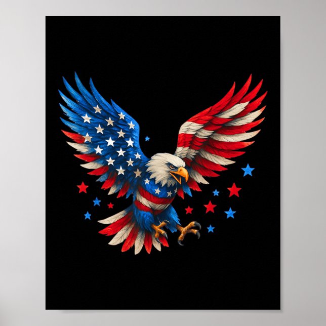 American Flag Bald Eagle Men Patriotic Eagle 4th O Poster (Front)