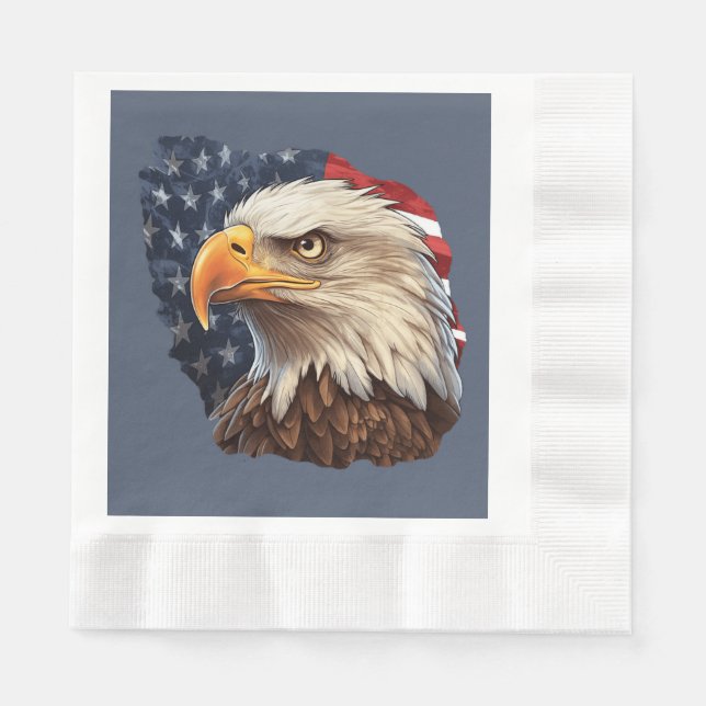 American Flag Bald Eagle Napkin (Front)