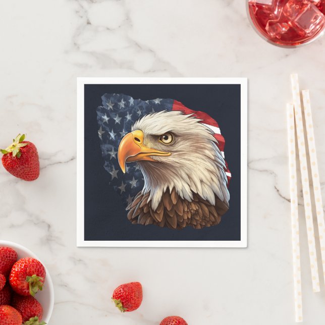 American Flag Bald Eagle Napkin (Insitu)