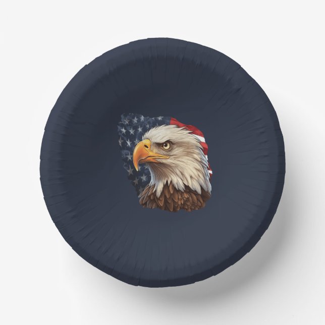American Flag Bald Eagle Paper Plate (Front)