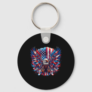 American Flag Bald Eagle Patriotic Eagle 4th Of Ju Key Ring
