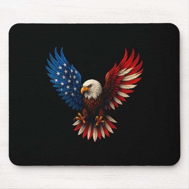 American Flag Bald Eagle Patriotic Eagle 4th Of Ju Mouse Mat (Front)