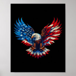 American Flag Bald Eagle Patriotic Eagle 4th Of Ju Poster