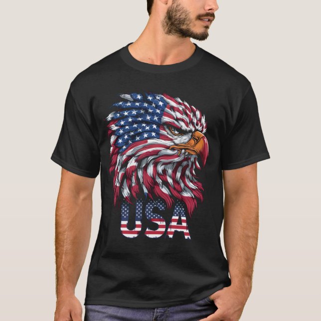 American Flag Bald Eagle Patriotic Eagle 4th Of Ju T-Shirt (Front)
