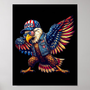 American flag bald eagle patriotic eagle funny 4th poster