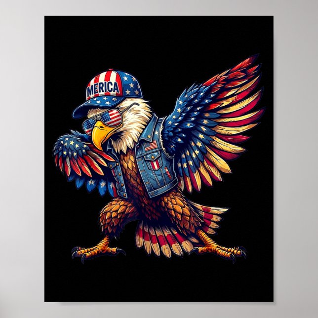 American flag bald eagle patriotic eagle funny 4th poster (Front)