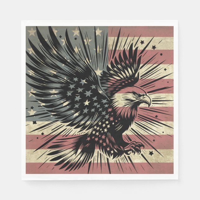 American Flag Bald Eagle Patriotic  Napkin (Front)