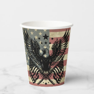 American Flag Bald Eagle Patriotic Paper Cups