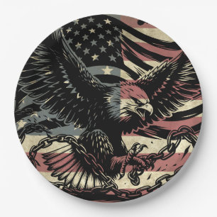 American Flag Bald Eagle Patriotic  Paper Plate