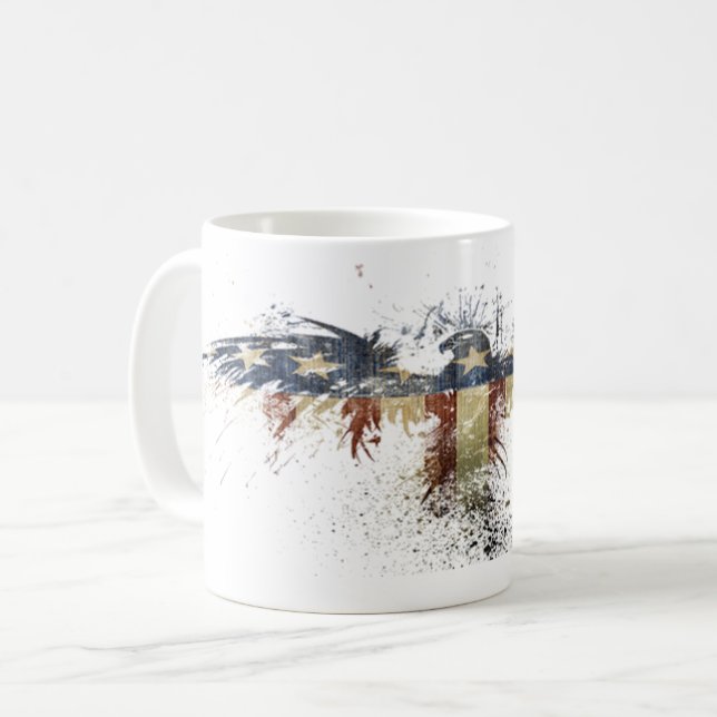 American Flag Bald Eagle Patriotic symbol Coffee Mug (Front Left)