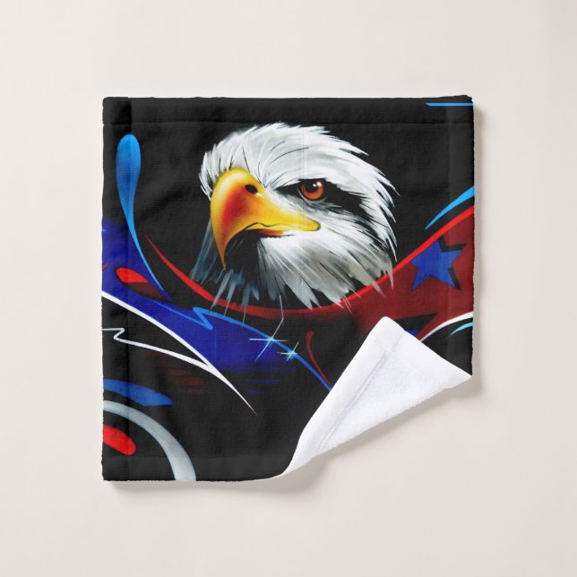 American flag, bald eagle, patriotic, USA, red whi Wash Cloth (Wash Cloth)