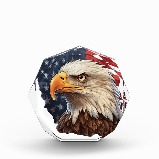 American Flag Bald Eagle Photo Block (Front)
