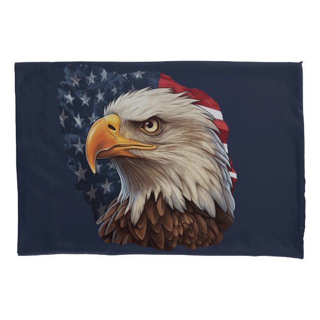 American Flag Bald Eagle Pillowcase (Front)