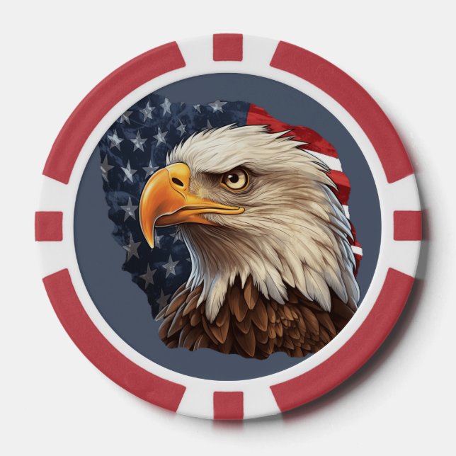 American Flag Bald Eagle Poker Chips (Front)