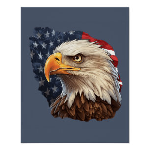 American Flag Bald Eagle Poster