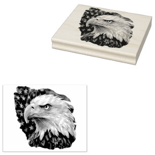 American Flag Bald Eagle Rubber Stamp