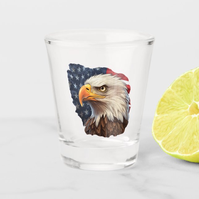 American Flag Bald Eagle Shot Glass (Front)