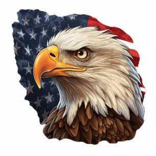 American Flag Bald Eagle Standing Photo Sculpture