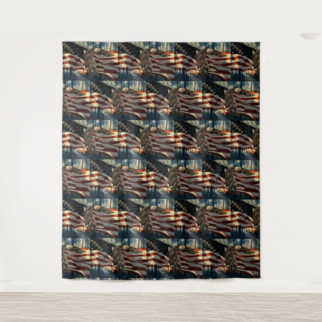American Flag Bald Eagle Tapestry (Front)