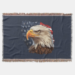 American Flag Bald Eagle Throw Blanket
