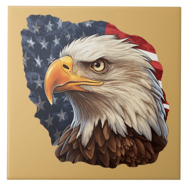 American Flag Bald Eagle Tile (Front)