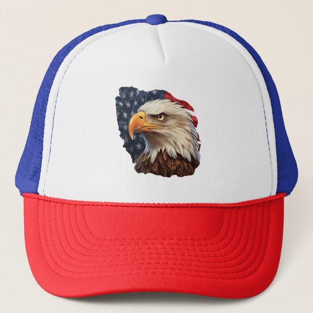 American Flag Bald Eagle Trucker Hat (Front)