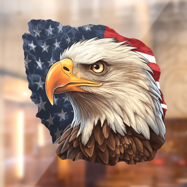 American Flag Bald Eagle Window Cling (Sheet 2)