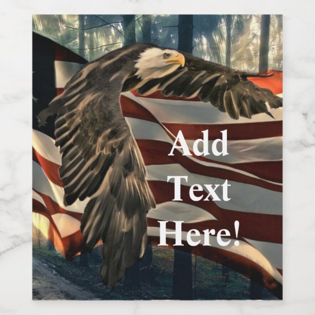 American Flag Bald Eagle Wine Label (Single Label)