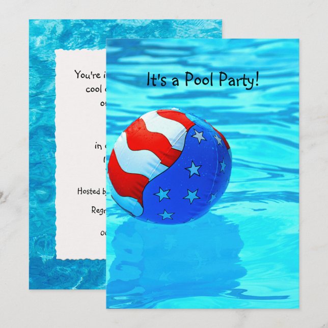 American Flag Ball Pool Party Invitation (Front/Back)