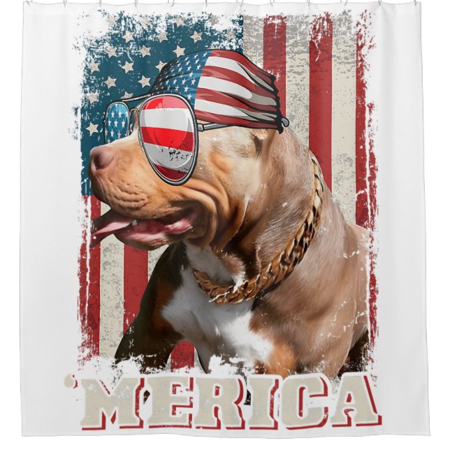american flag bandanna pit bull dog lover pitbull  shower curtain (Front)