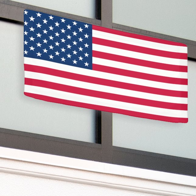 American Flag Banner - Patriotic - USA (Outside Building)