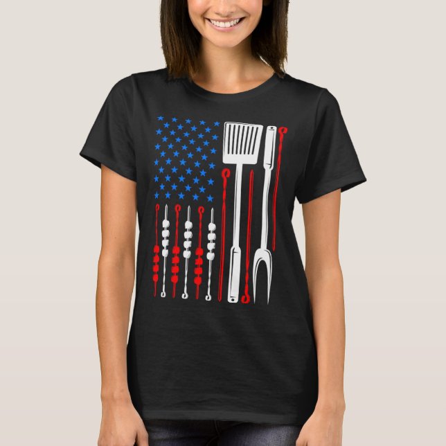 American Flag Barbecue Son Dad Husband Fathers Day T-Shirt (Front)