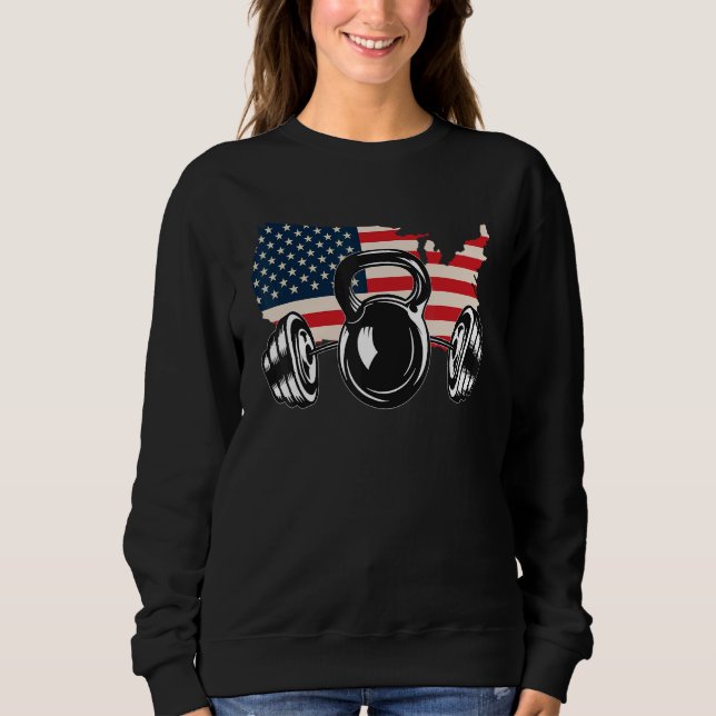 American Flag Barbell 2 Sweatshirt (Front)