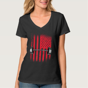 American Flag Barbell T-Shirt