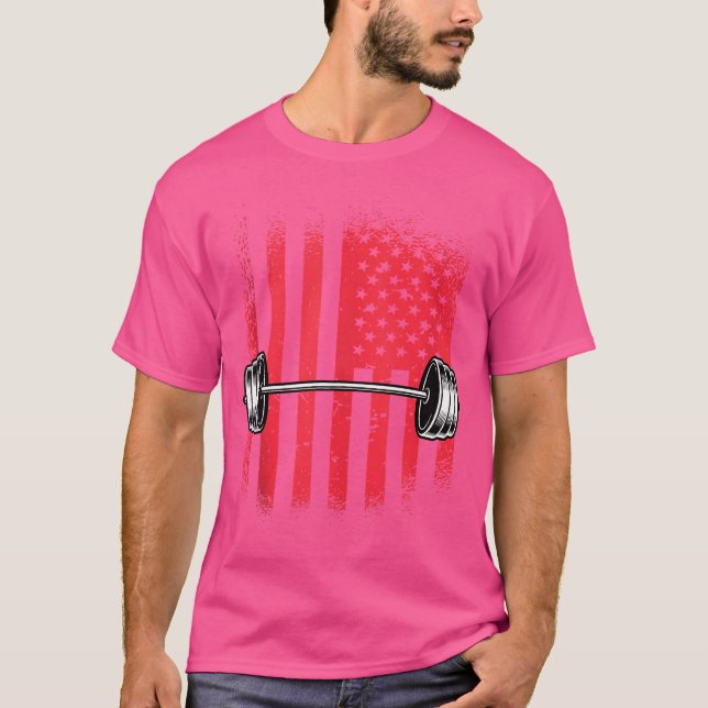 American Flag Barbell T-Shirt (Front)